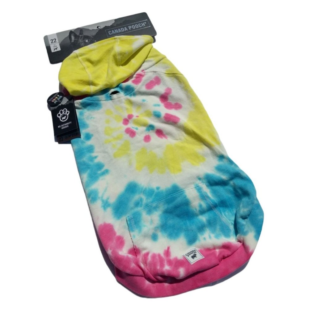 Canada Pooch Dog XL 22 inches No Authority Tie Dye Hoodie with Pocket New